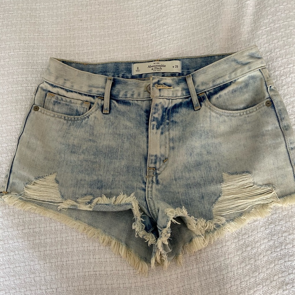 A&F Light Wash Denim Shorts